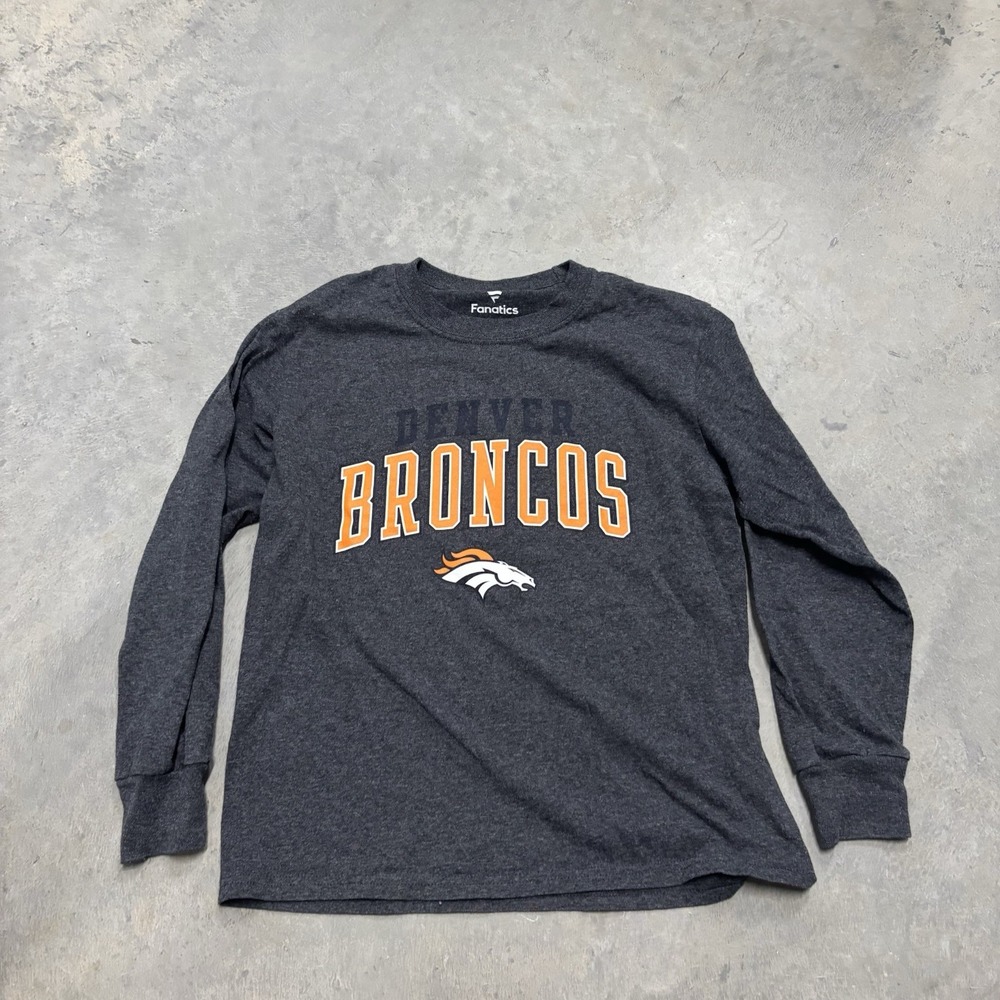 NFL‎ Denver Broncos Long Sleeve Youth Medium Gray Unisex